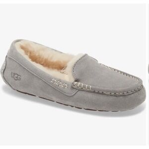 UGG Australia Ansley Slipper Women Sz 6 Suede Leather Gray Moccasin Water Resist